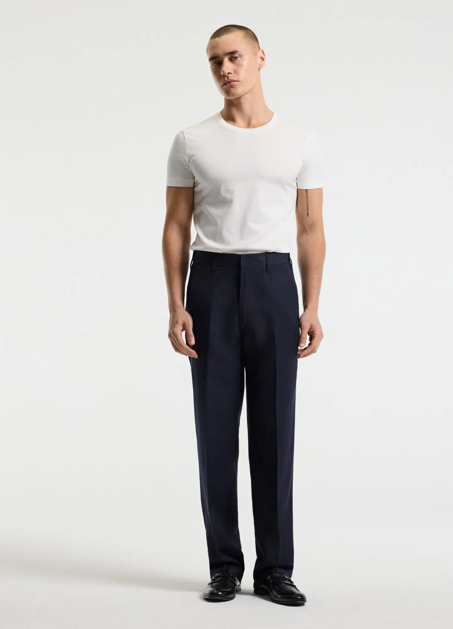 Linen Blend Loose Fit Pants Navy sold by Calibre product image thumbnail 2