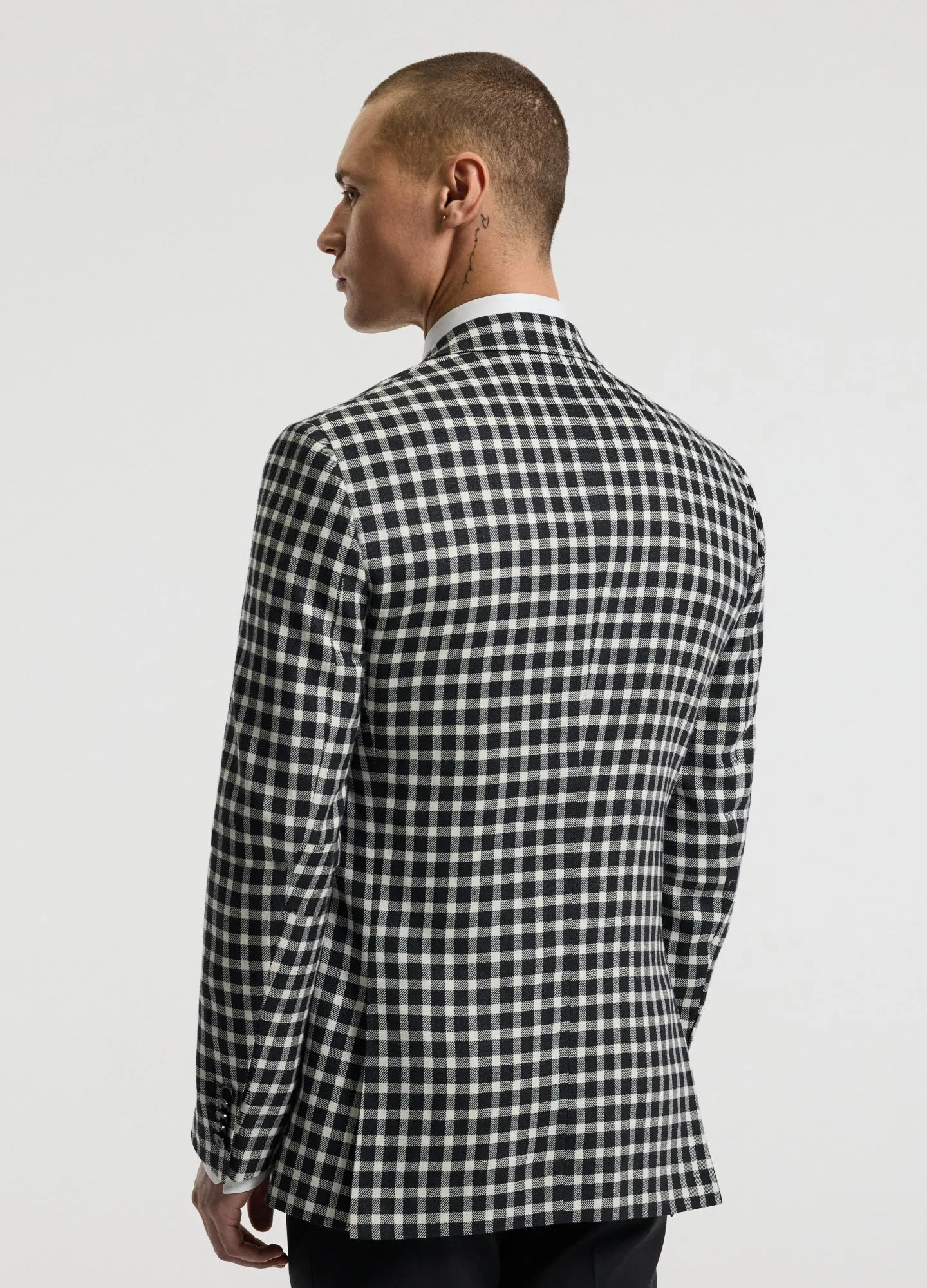 Wool Silk Linen Check Blazer Black sold by Calibre product image thumbnail 5