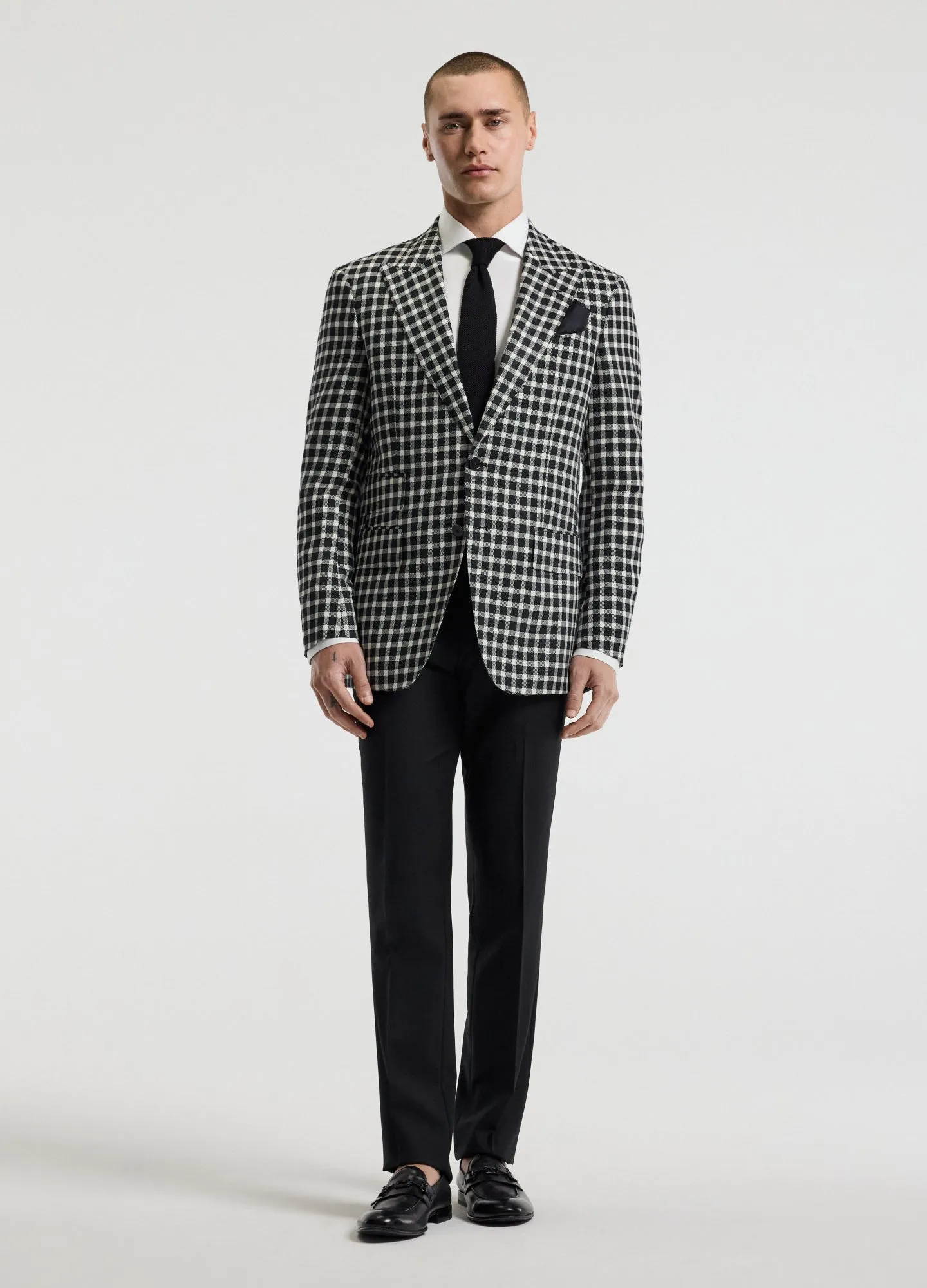 Wool Silk Linen Check Blazer Black sold by Calibre product image thumbnail 2