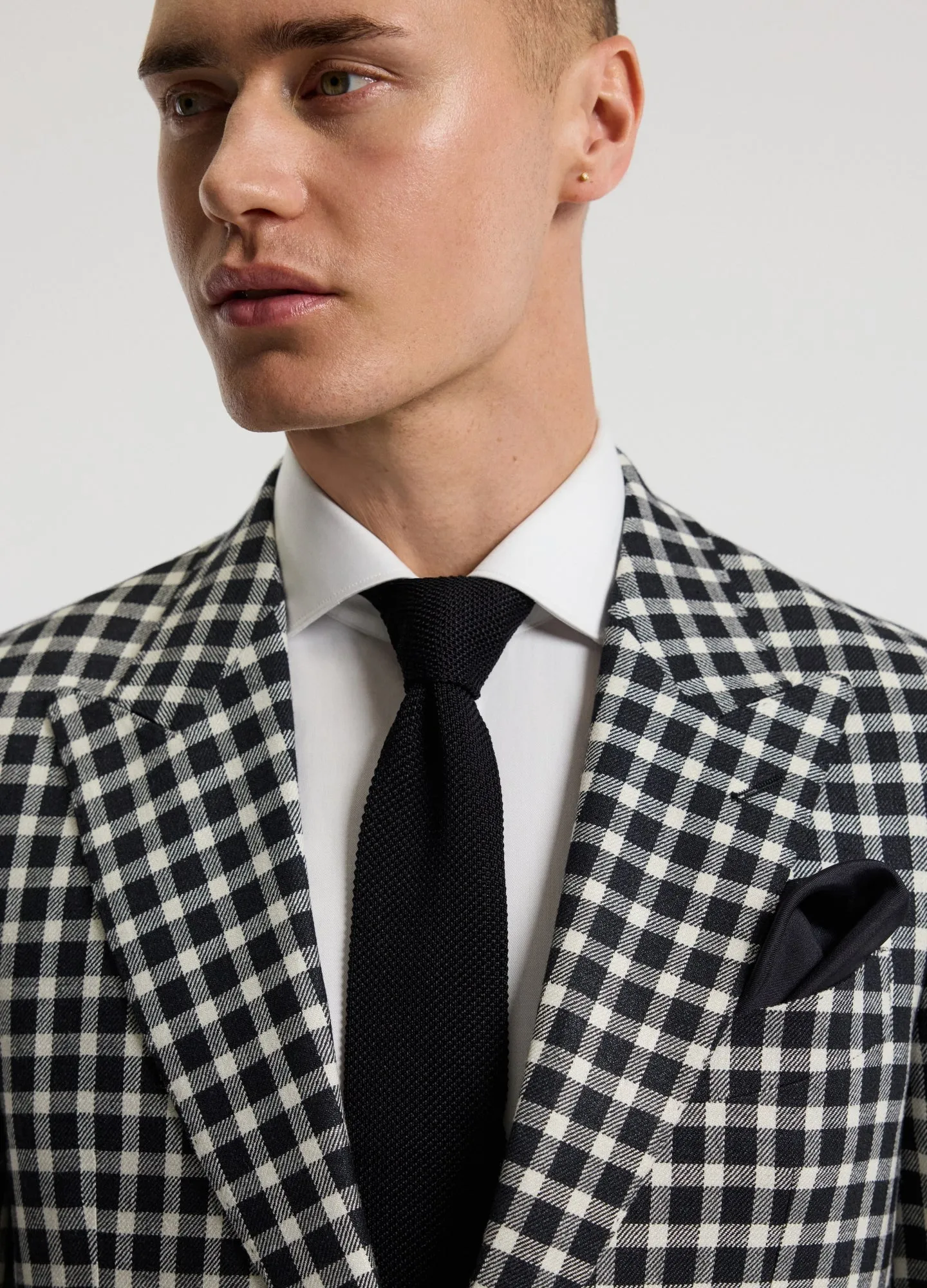 Wool Silk Linen Check Blazer Black sold by Calibre product image thumbnail 4