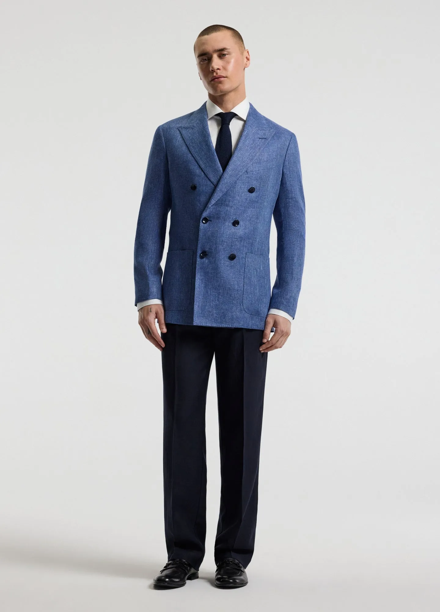 Linen Lyocell Twill Double-Breasted Blazer Blue sold by Calibre product image thumbnail 2