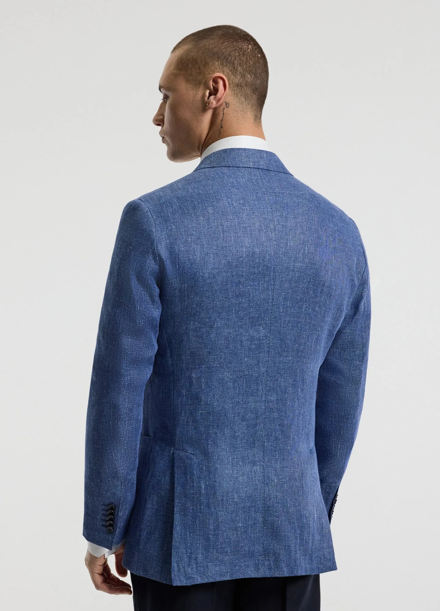 Linen Lyocell Twill Double-Breasted Blazer Blue sold by Calibre product image thumbnail 5