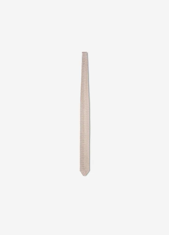 Zig Zag Silk Knitted Tie Natural made by Calibre