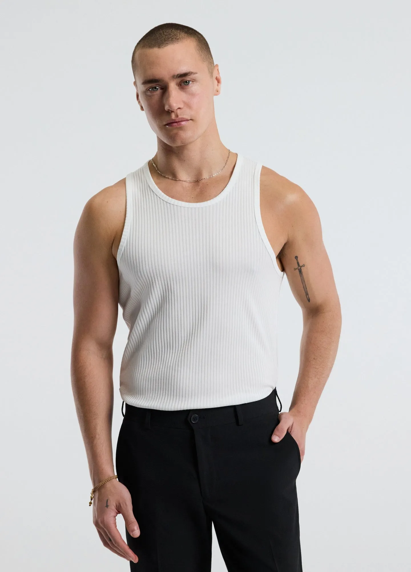 Ribbed Tank White sold by Calibre product image thumbnail 3