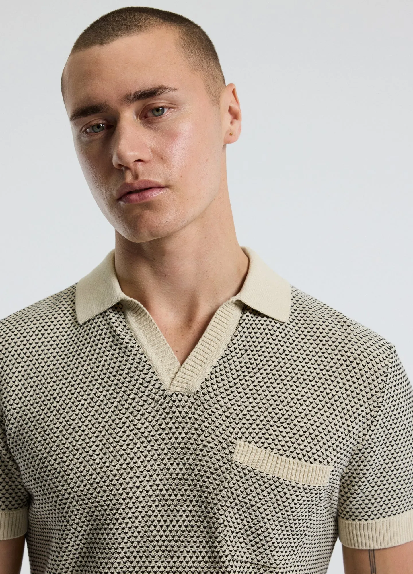 Textured Knit Polo Natural sold by Calibre product image thumbnail 4