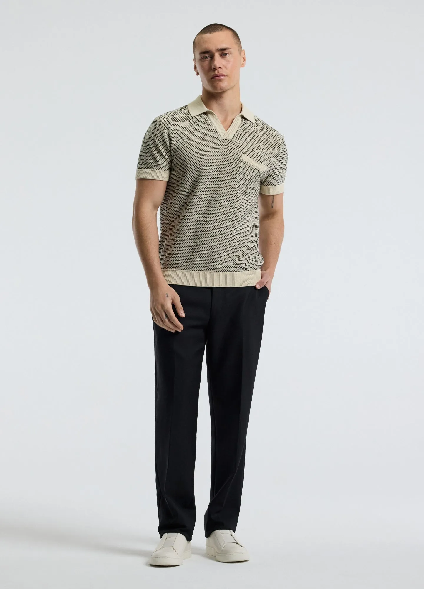 Textured Knit Polo Natural sold by Calibre product image thumbnail 2