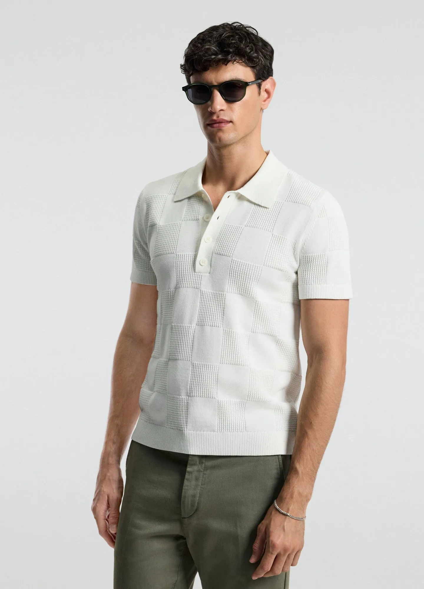 Grid Stitch Polo White sold by Calibre product image thumbnail 3