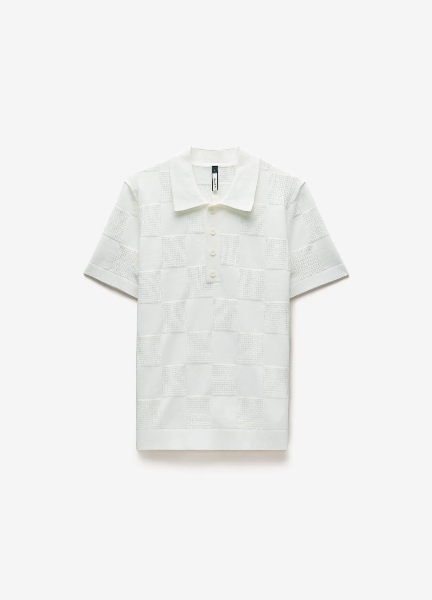 Grid Stitch Polo White sold by Calibre