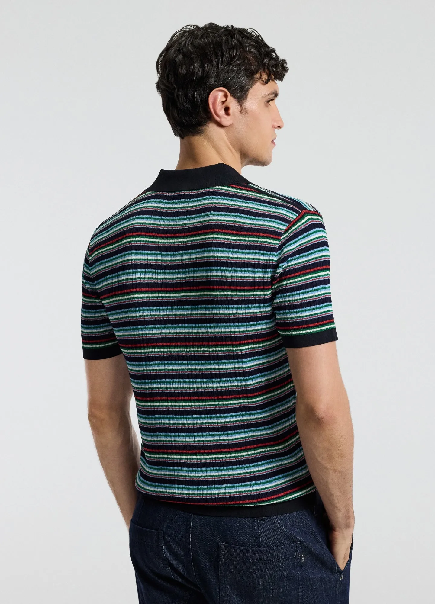 Striped Rib Polo Navy sold by Calibre product image thumbnail 4