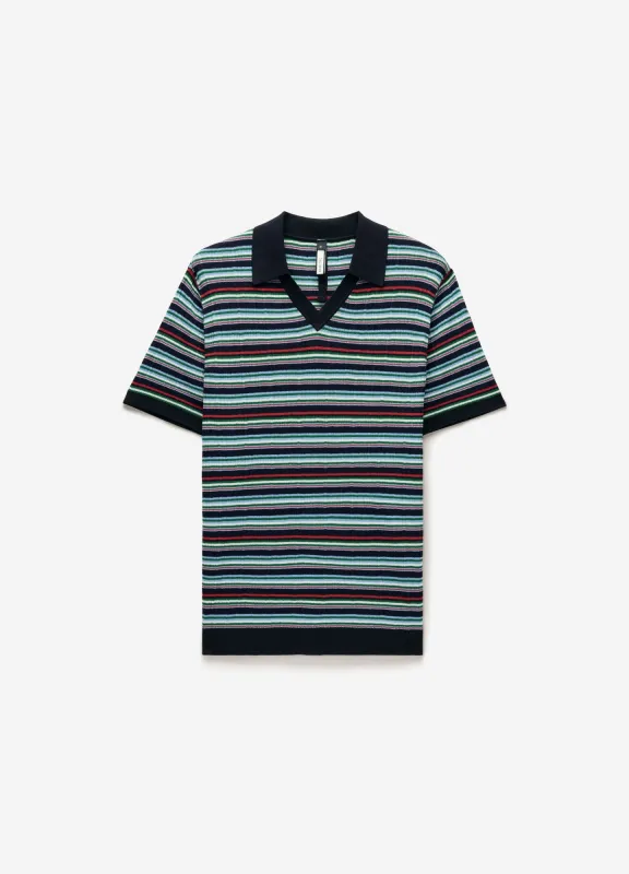 Striped Rib Polo Navy sold by Calibre