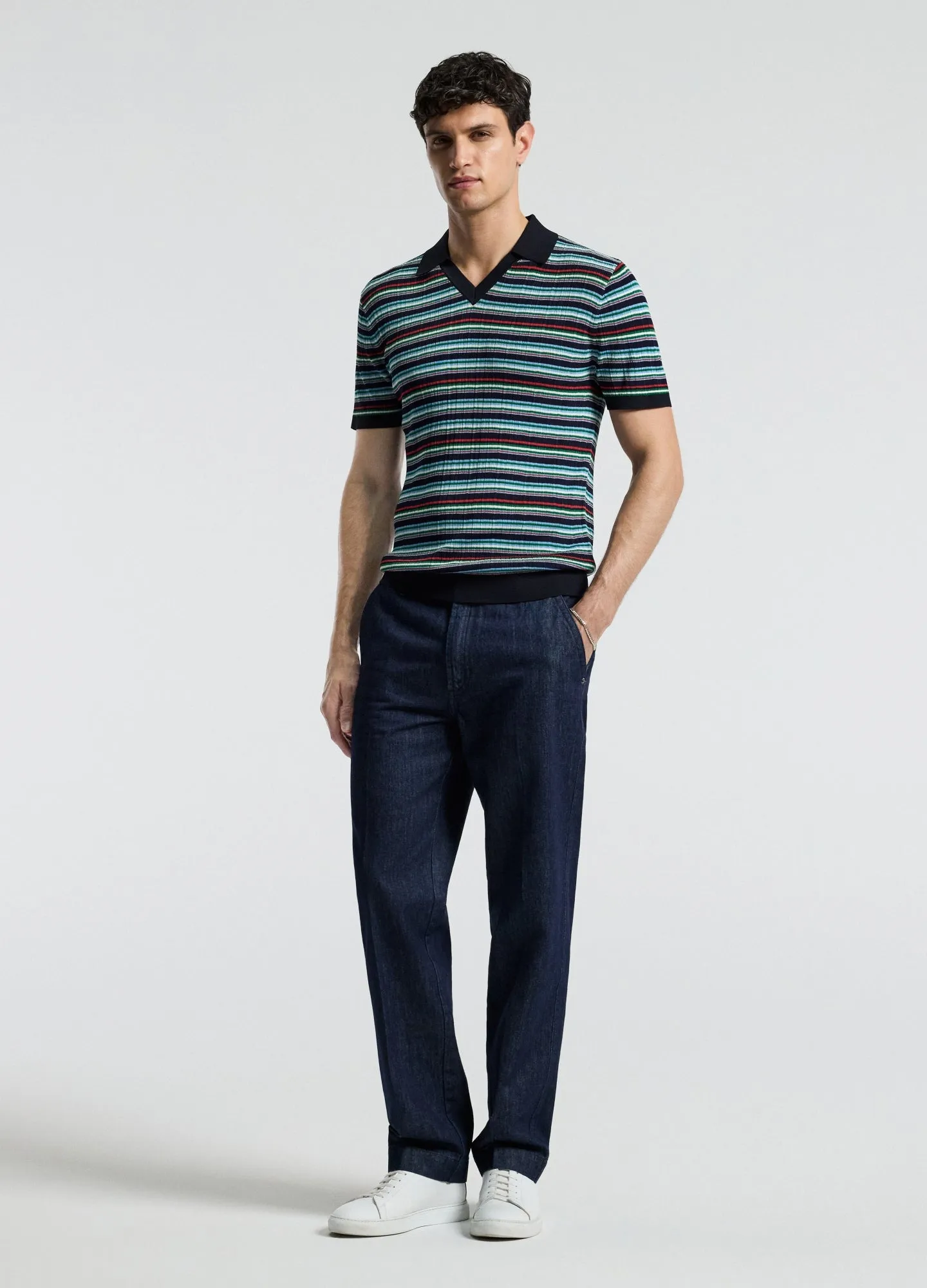 Striped Rib Polo Navy sold by Calibre product image thumbnail 2