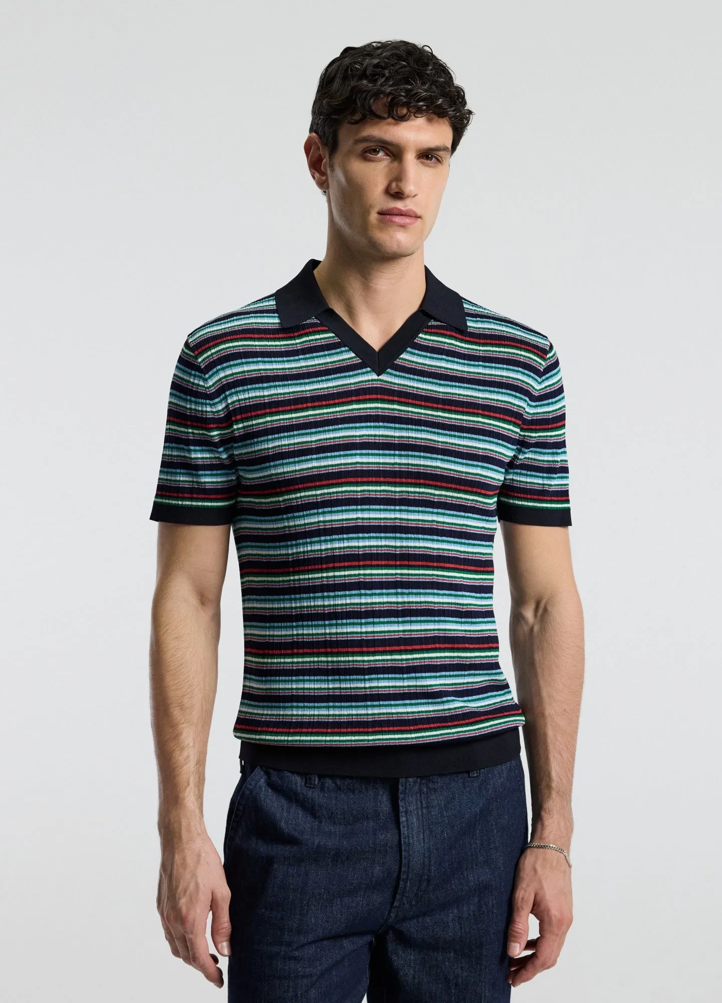 Striped Rib Polo Navy sold by Calibre product image thumbnail 3
