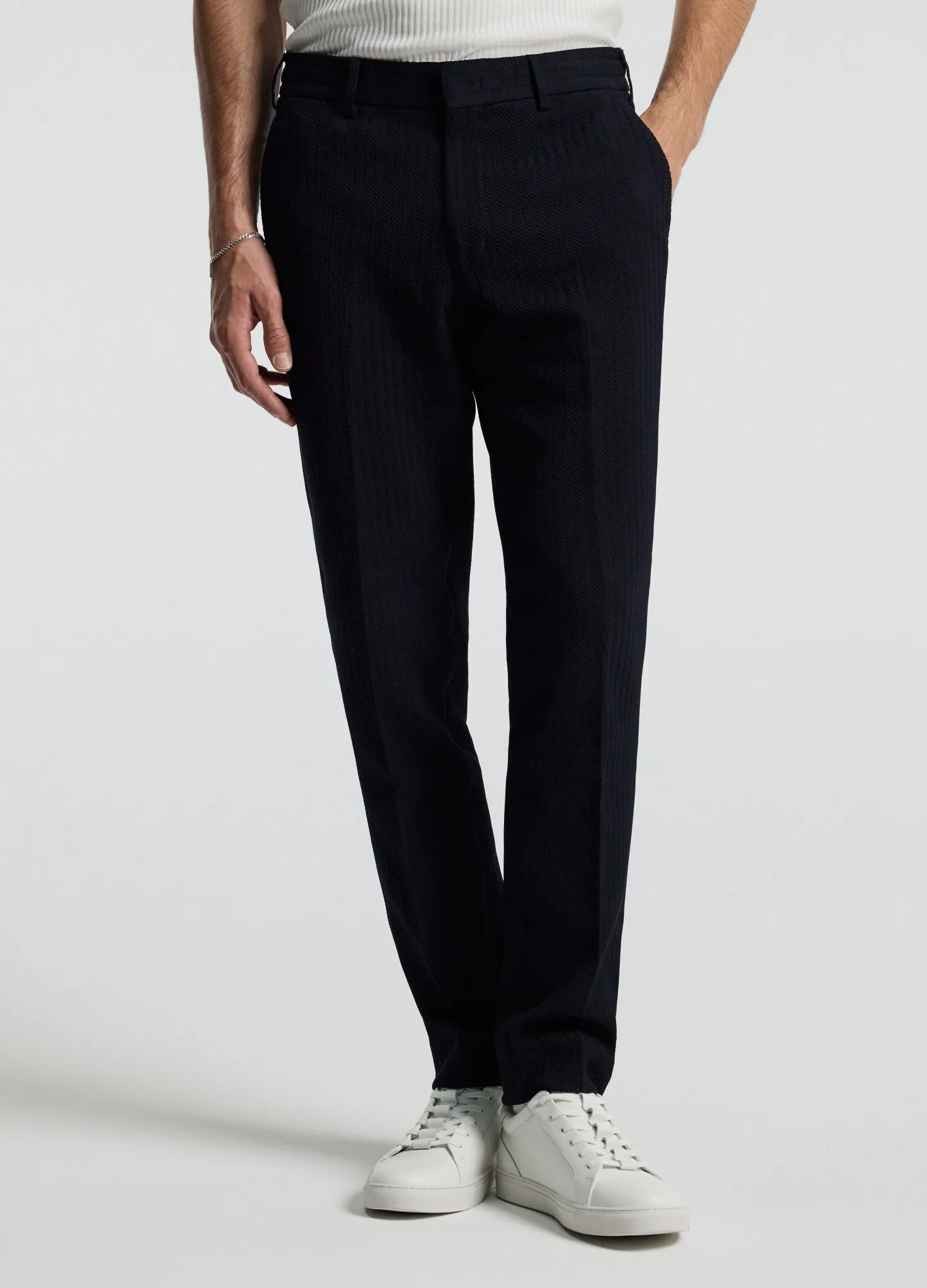 Herringbone Jacquard Pants Navy sold by Calibre product image thumbnail 3