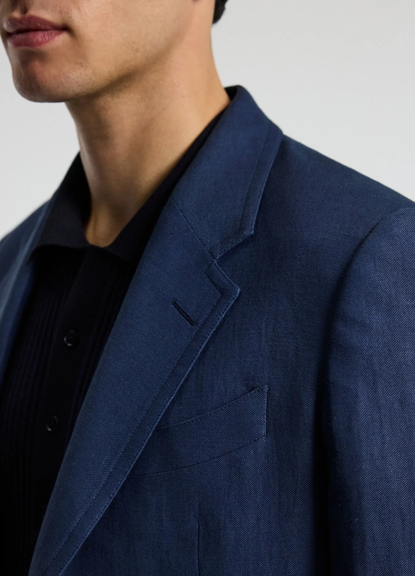 Textured Linen Blend Blazer Denim Blue sold by Calibre product image thumbnail 4