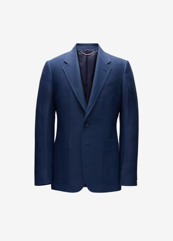 Textured Linen Blend Blazer Denim Blue sold by Calibre