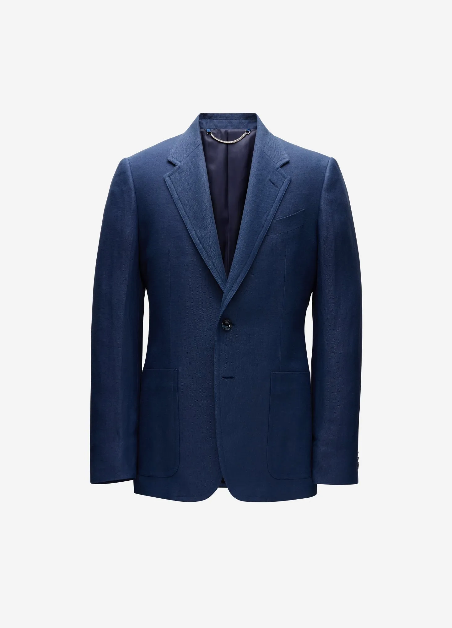Textured Linen Blend Blazer Denim Blue sold by Calibre
