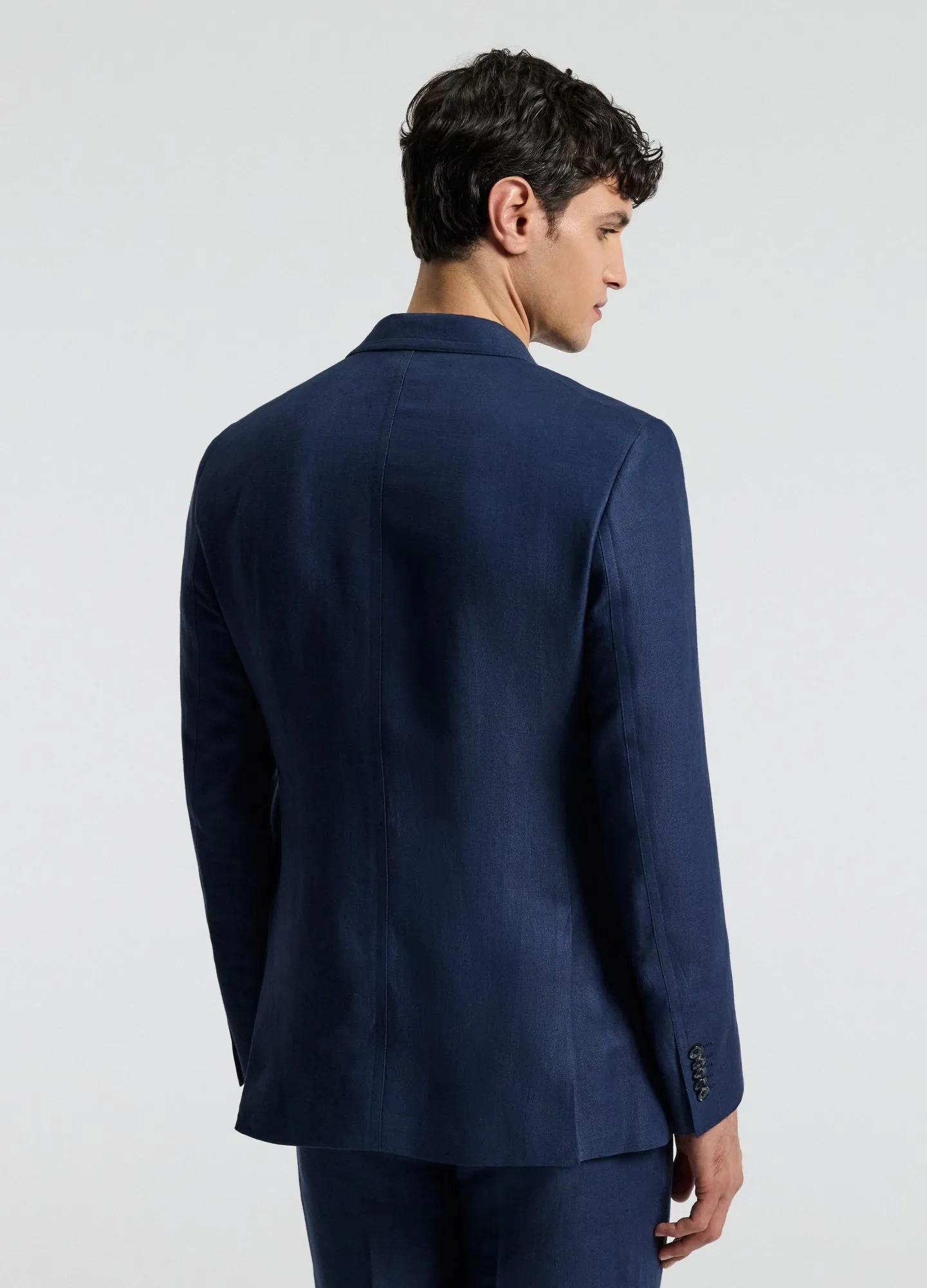 Textured Linen Blend Blazer Denim Blue sold by Calibre product image thumbnail 5