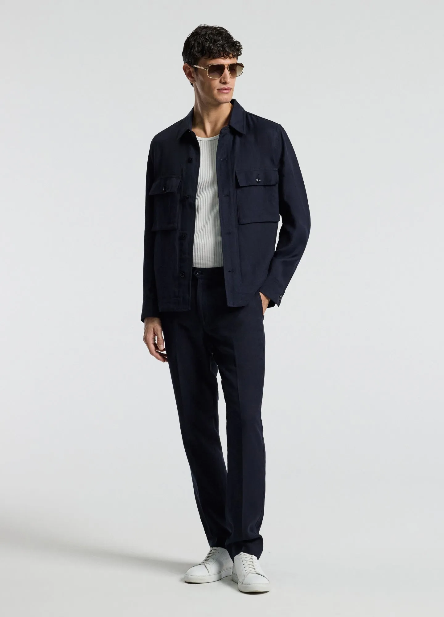Linen Blend Shirt Jacket Navy sold by Calibre product image thumbnail 2