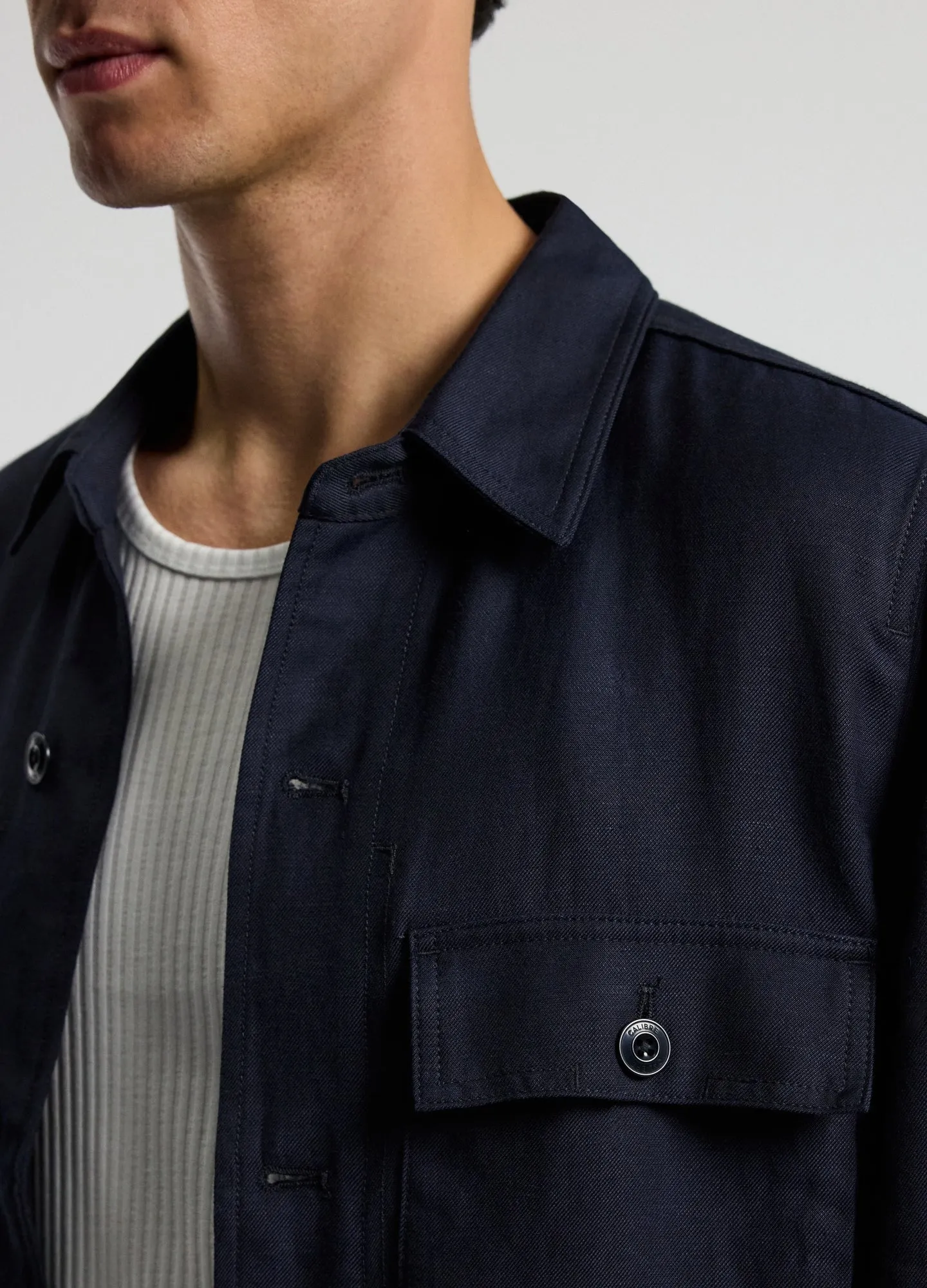 Linen Blend Shirt Jacket Navy sold by Calibre product image thumbnail 4