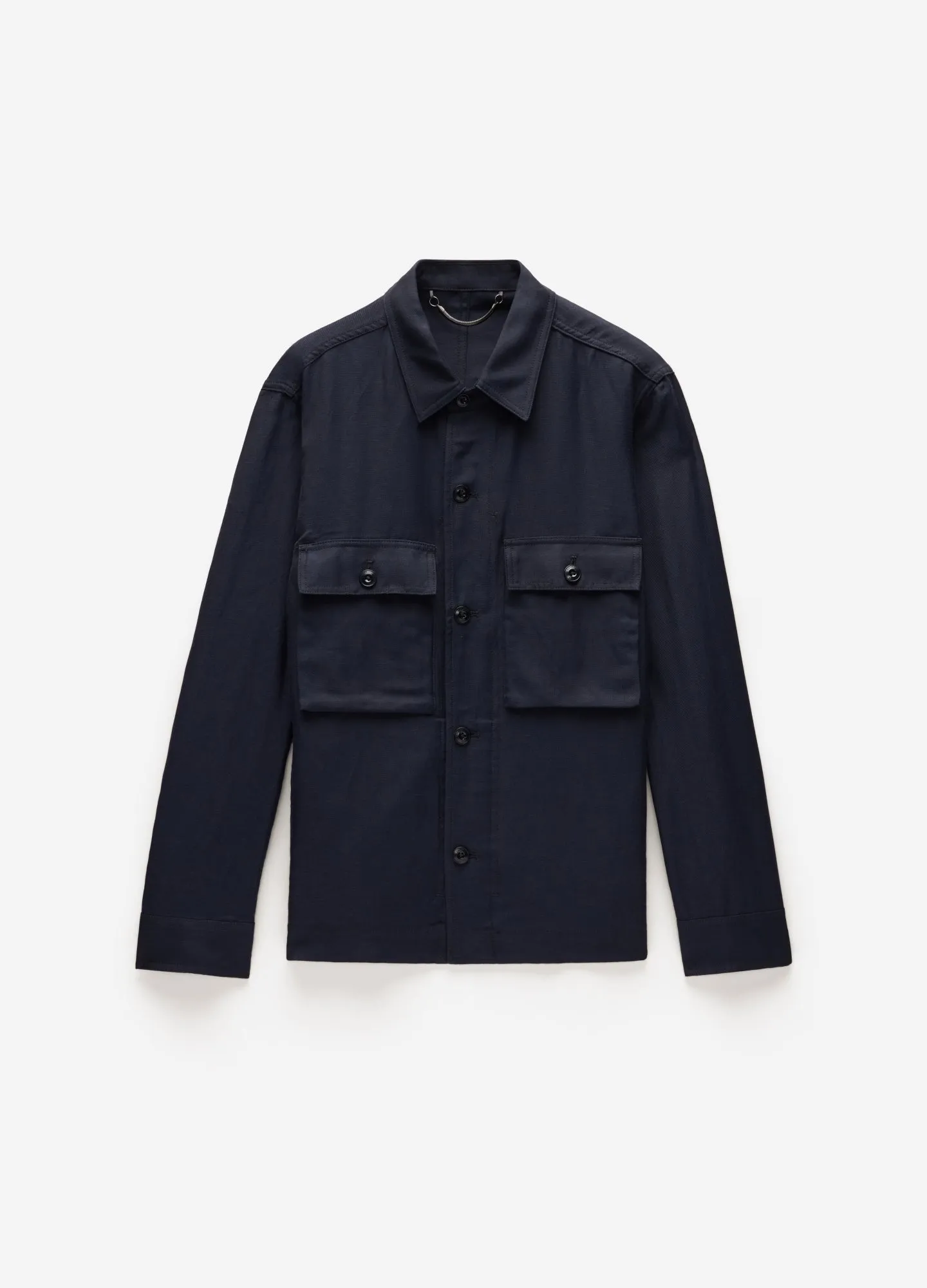 Linen Blend Shirt Jacket Navy sold by Calibre