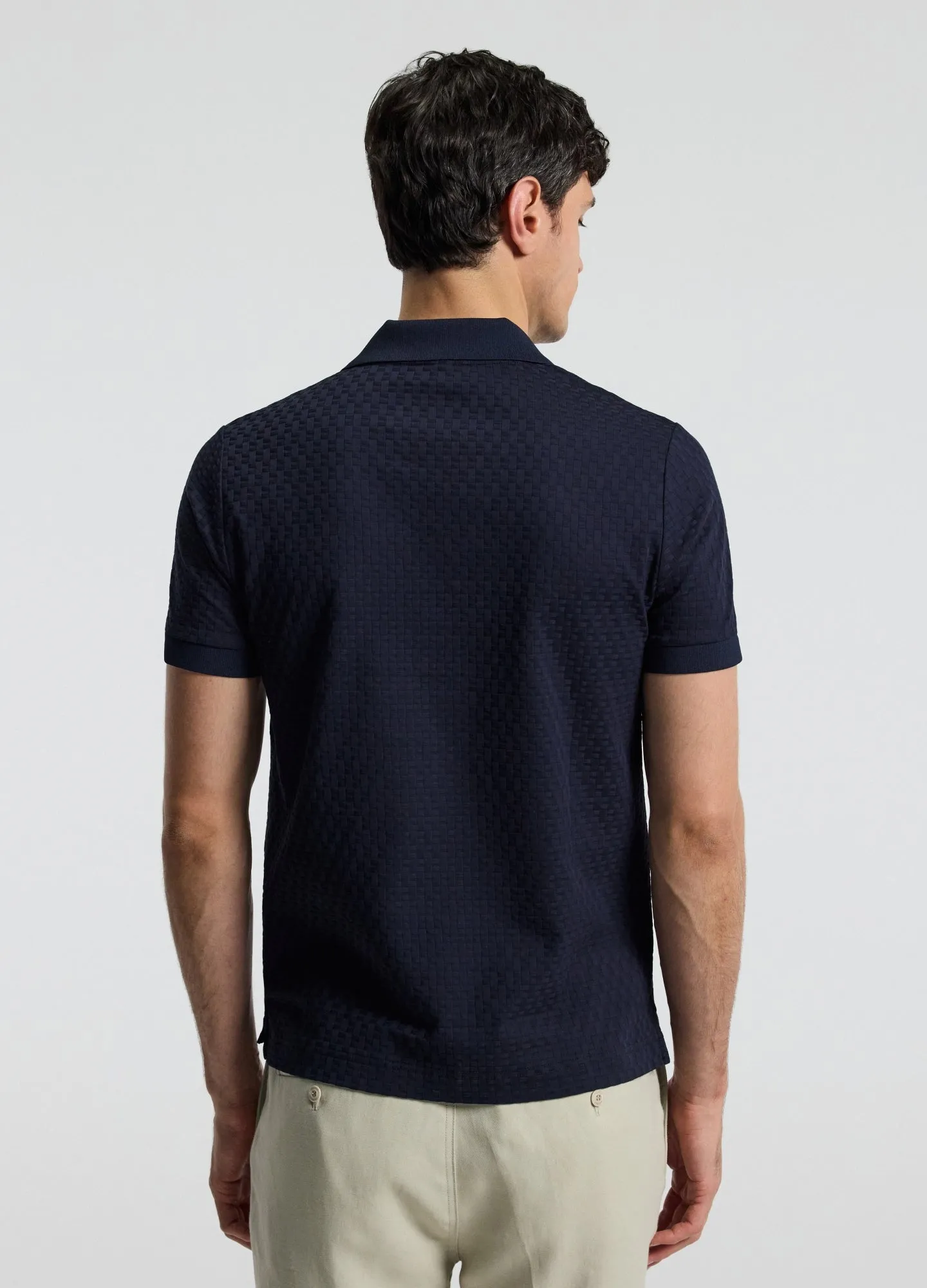 Textured Open Neck Polo Navy sold by Calibre product image thumbnail 5