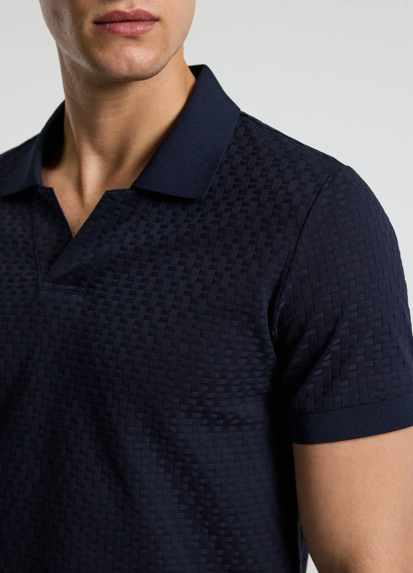 Textured Open Neck Polo Navy sold by Calibre product image thumbnail 4