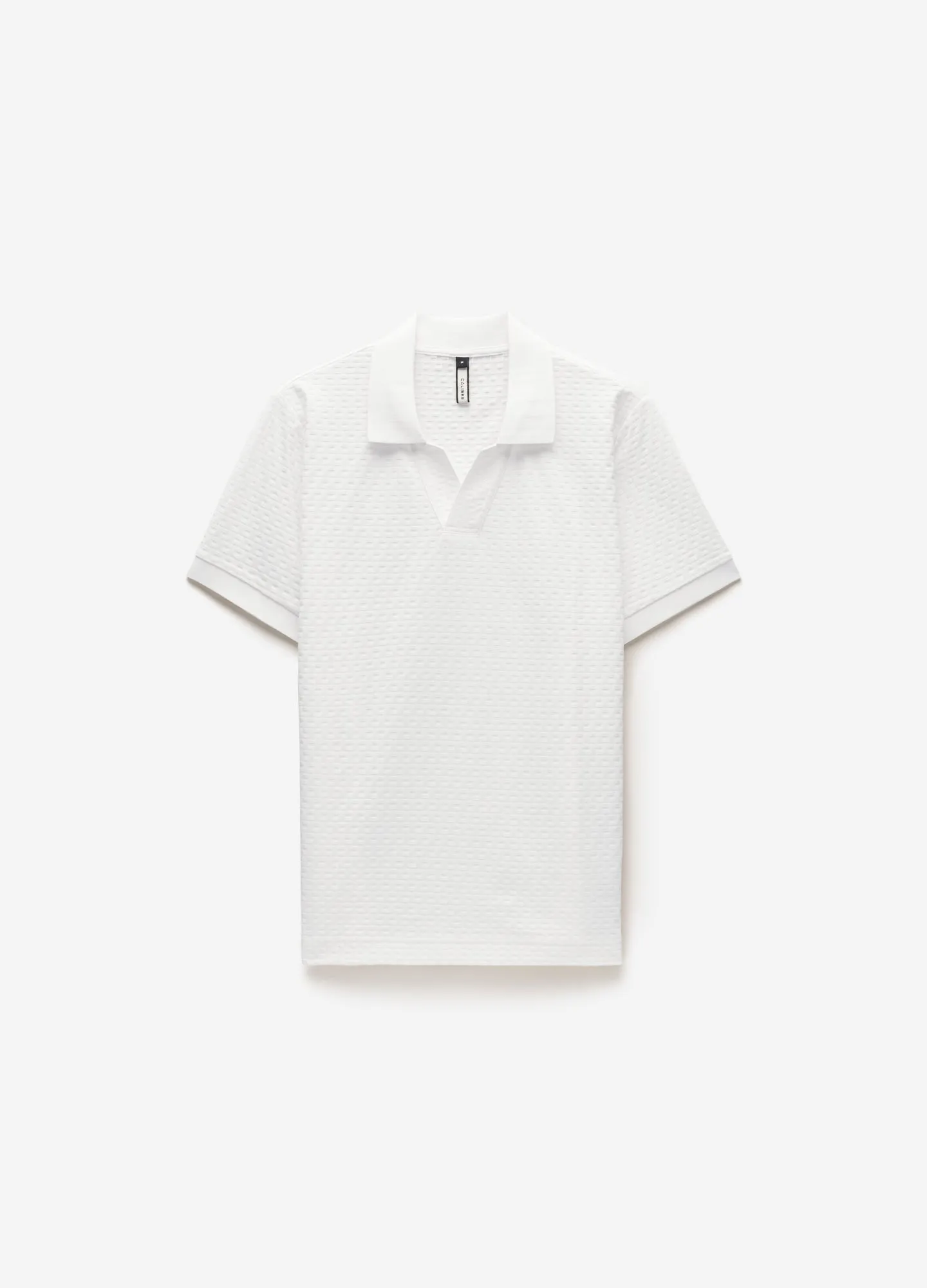 Textured Open Neck Polo Ivory sold by Calibre
