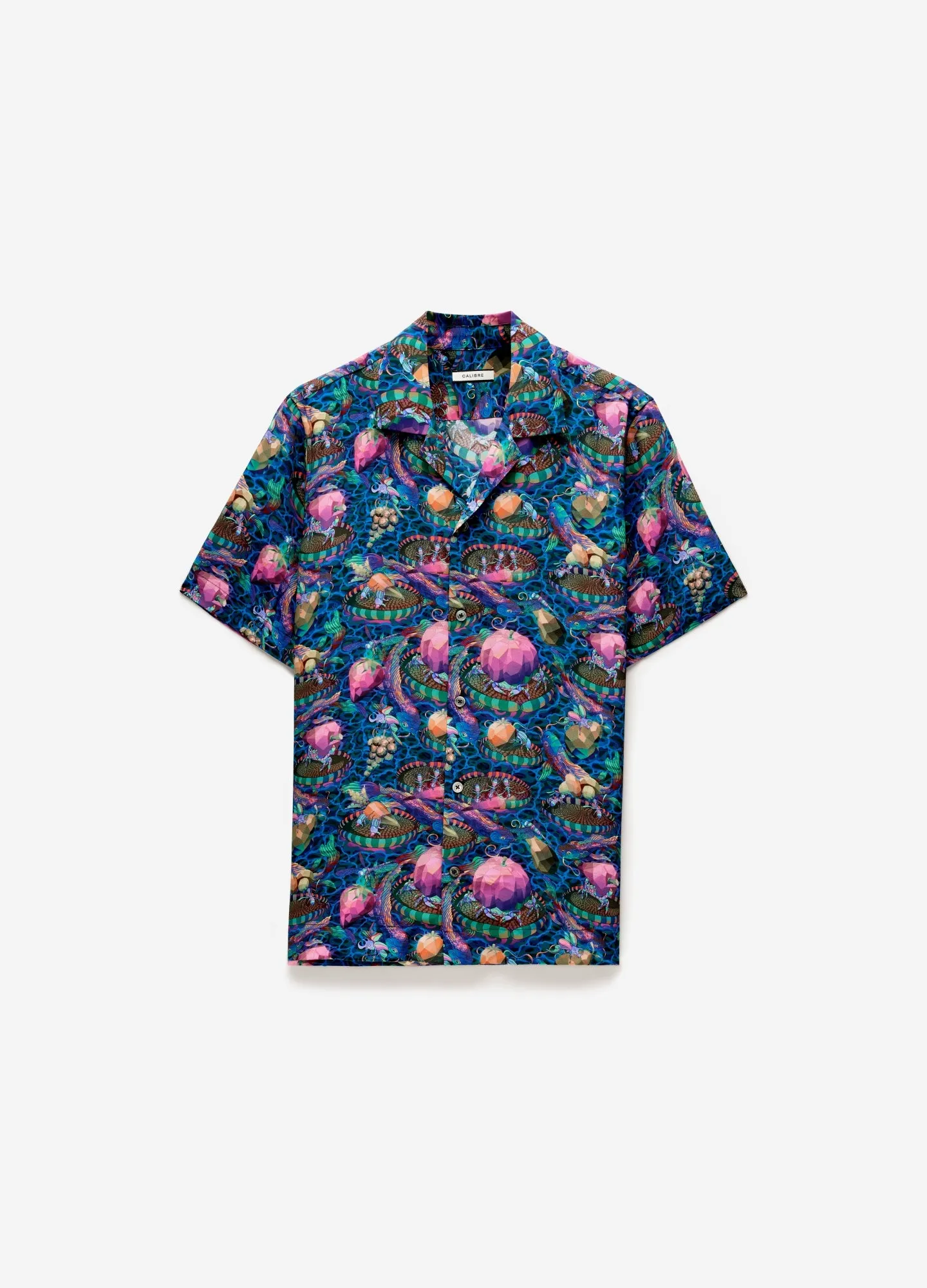 Aquatic Universe Short Sleeve Silk Shirt Aegean Blue sold by Calibre