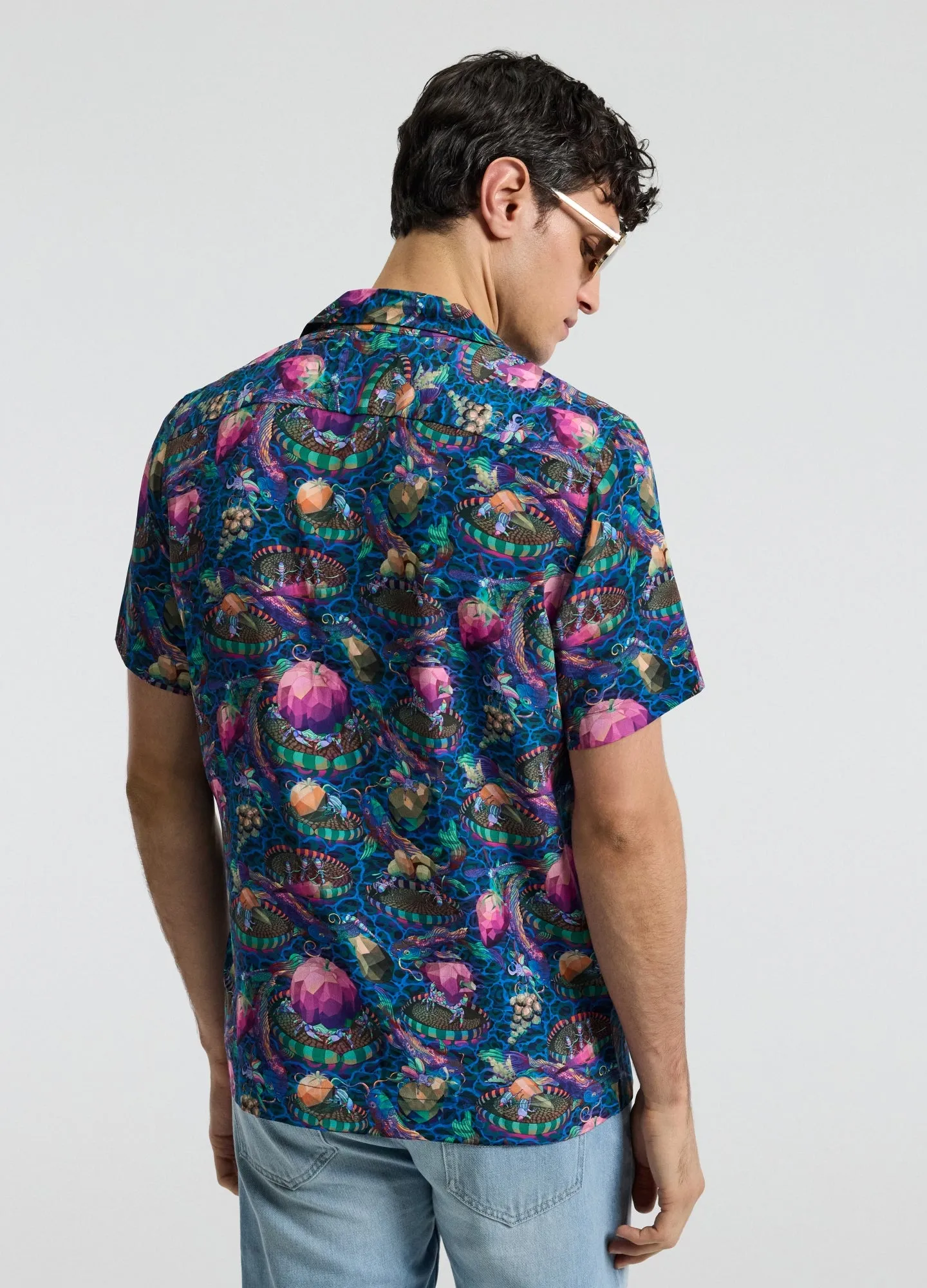 Aquatic Universe Short Sleeve Silk Shirt Aegean Blue sold by Calibre product image thumbnail 5