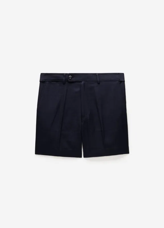 Linen Blend Shorts Navy sold by Calibre
