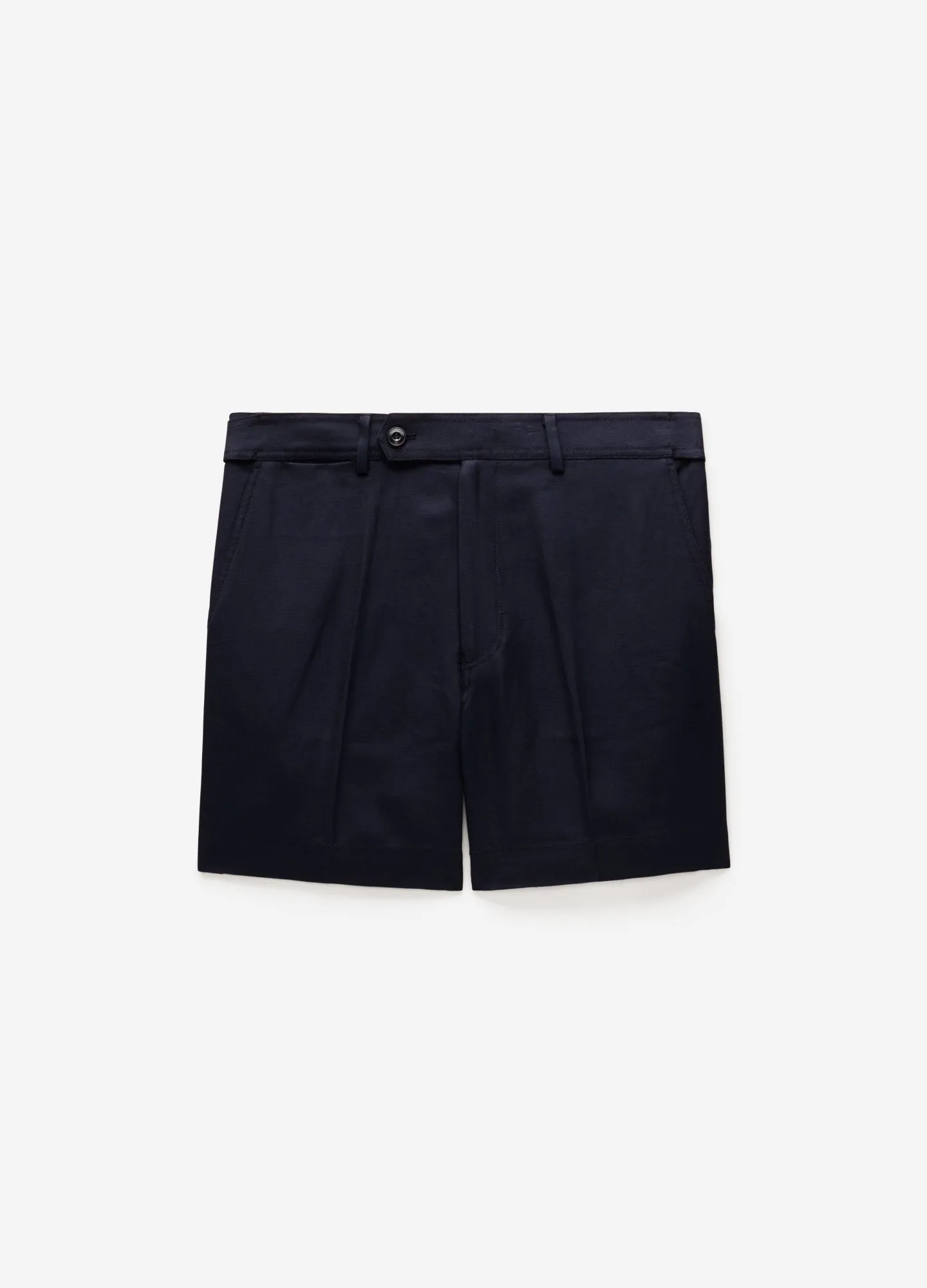 Linen Blend Shorts Navy sold by Calibre