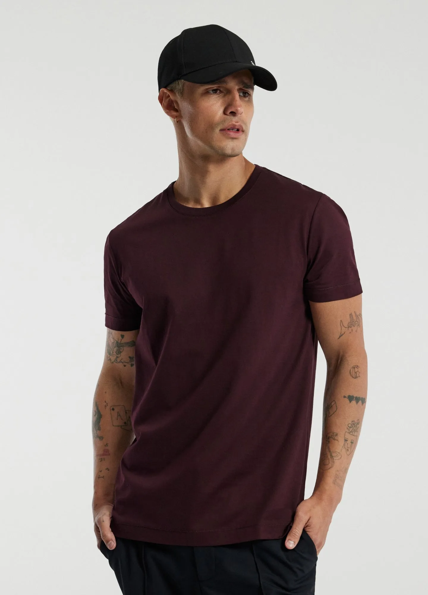 Mercerised Crew Neck T-shirt Cherry Red sold by Calibre product image thumbnail 3
