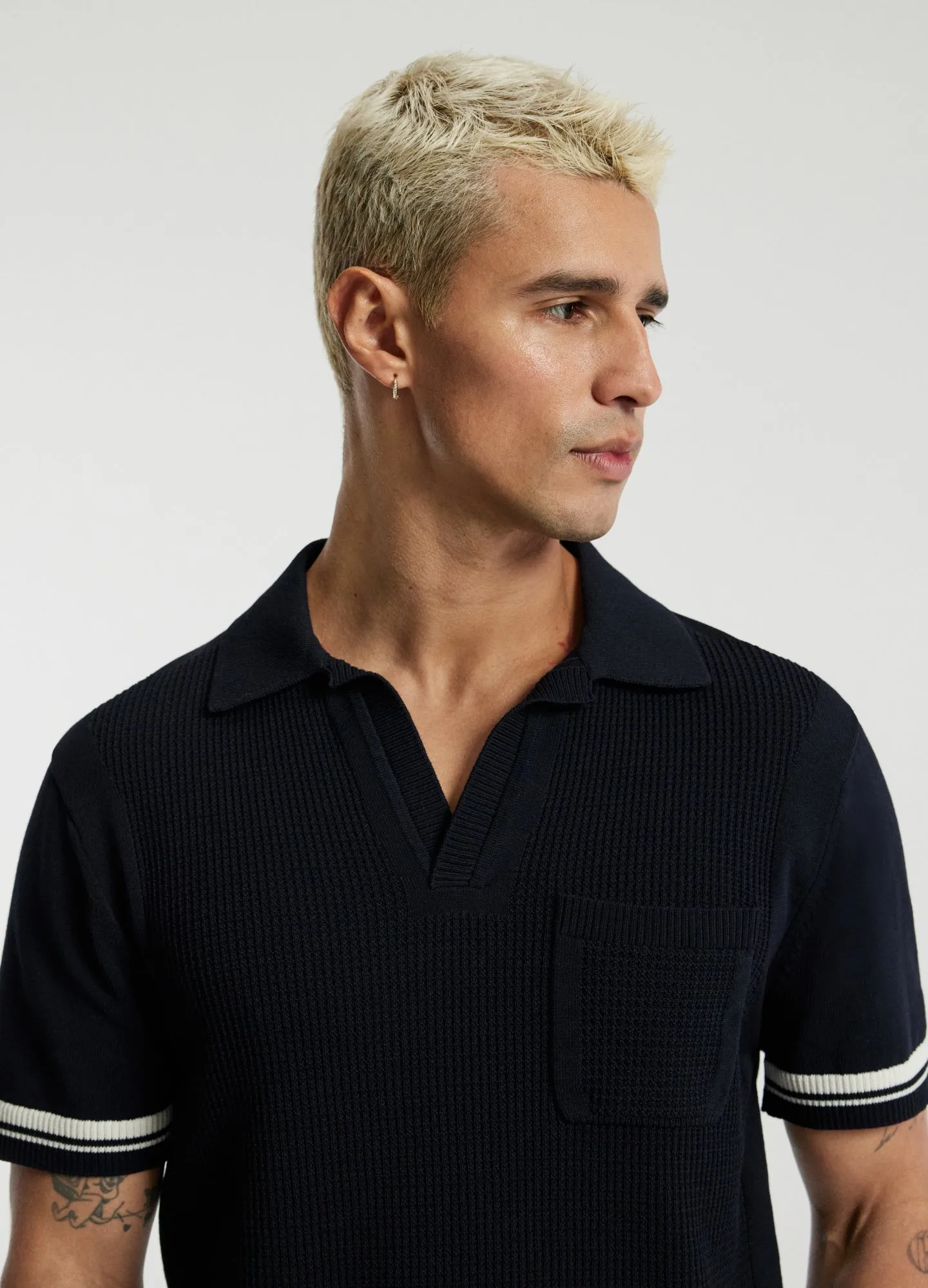 Textured Knit Polo Navy sold by Calibre product image thumbnail 4