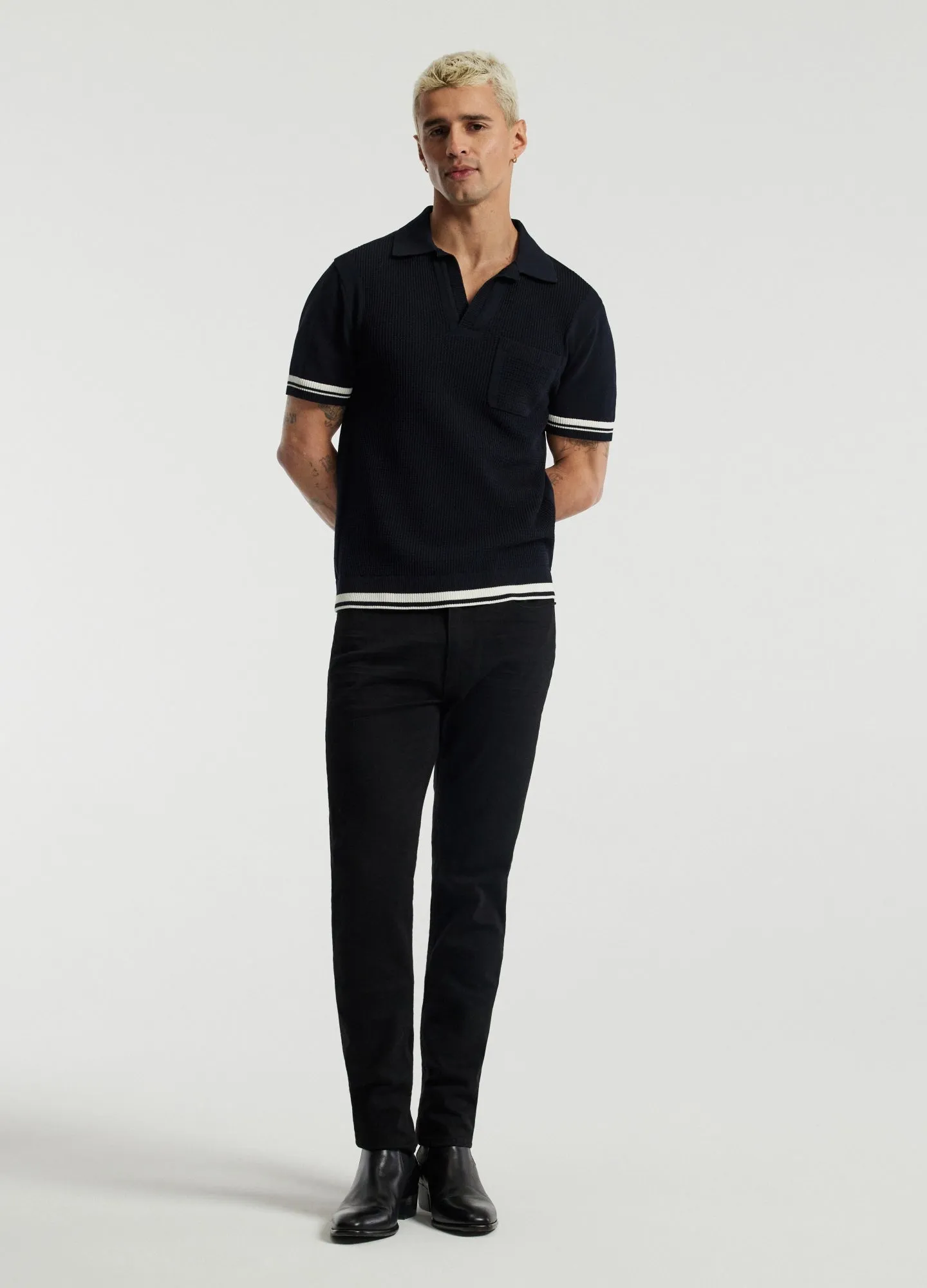 Textured Knit Polo Navy sold by Calibre product image thumbnail 2