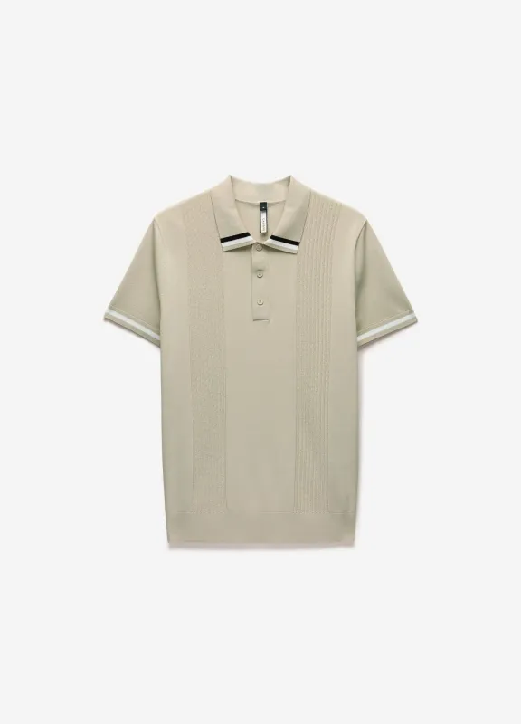 Tech Stripe Collar Polo Stone sold by Calibre