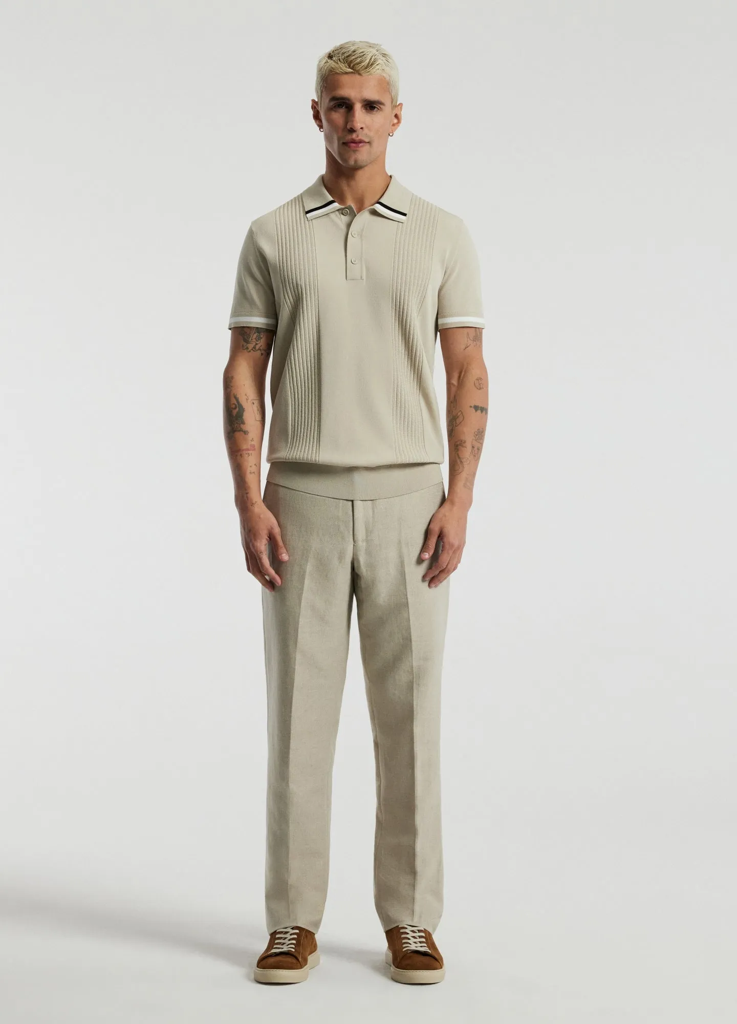 Tech Stripe Collar Polo Stone sold by Calibre product image thumbnail 2