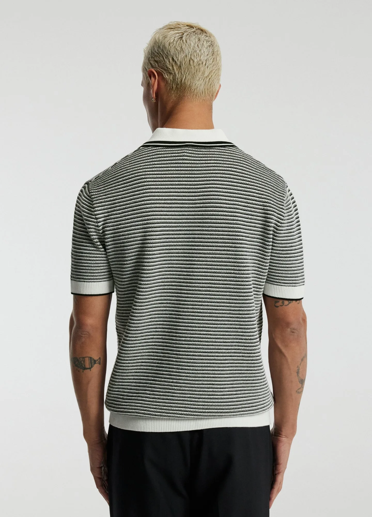 Textured Stripe Knit Polo Grey sold by Calibre product image thumbnail 5