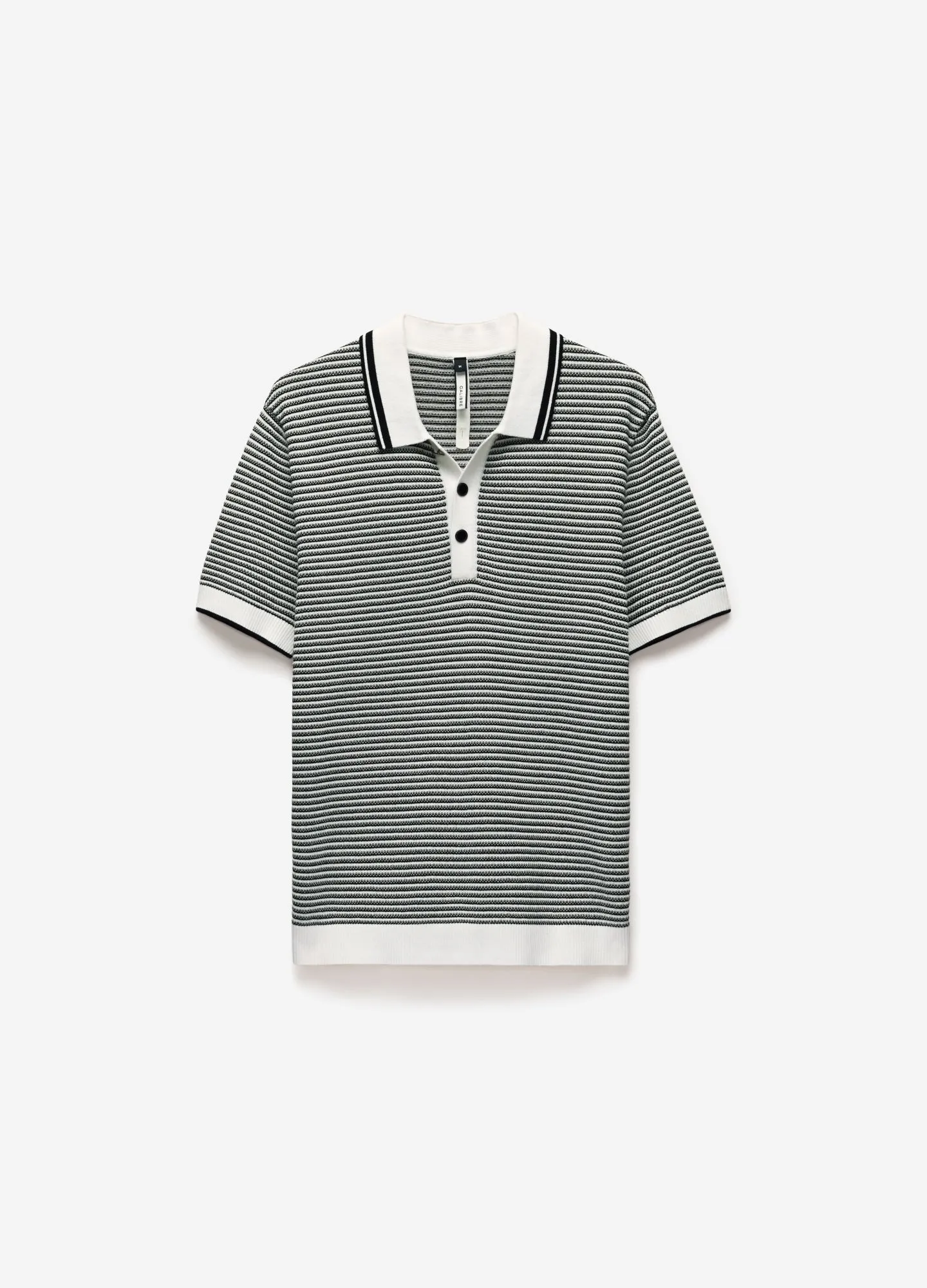 Textured Stripe Knit Polo Grey sold by Calibre