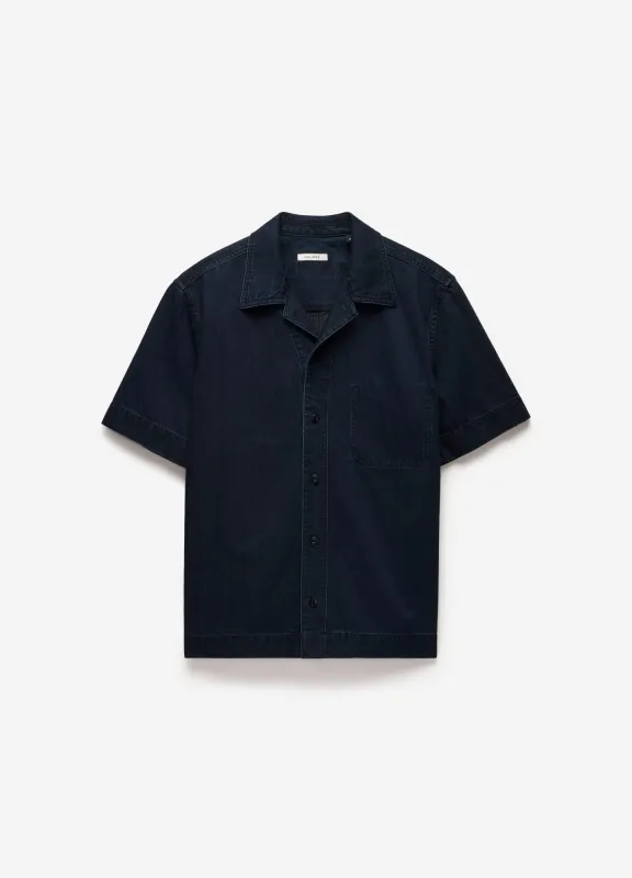 Denim Short Sleeved Overshirt Blue Black sold by Calibre