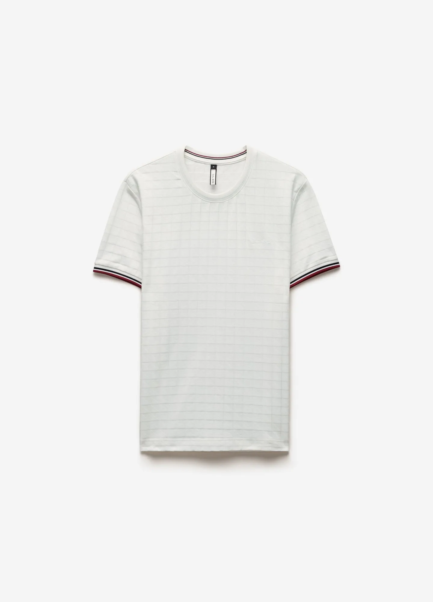 Striped Trim Jacquard T-Shirt White sold by Calibre