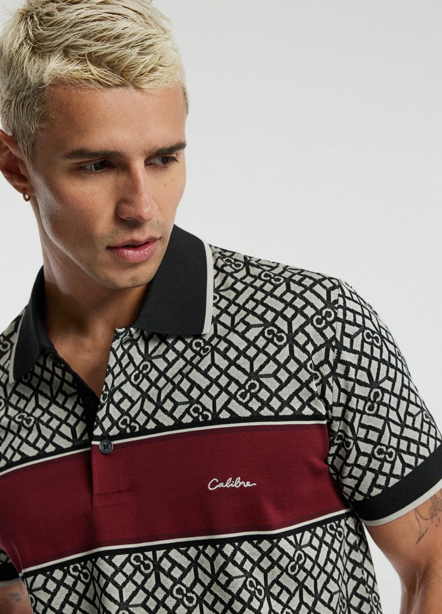 Chest Panel Jacquard Polo Wine sold by Calibre product image thumbnail 4