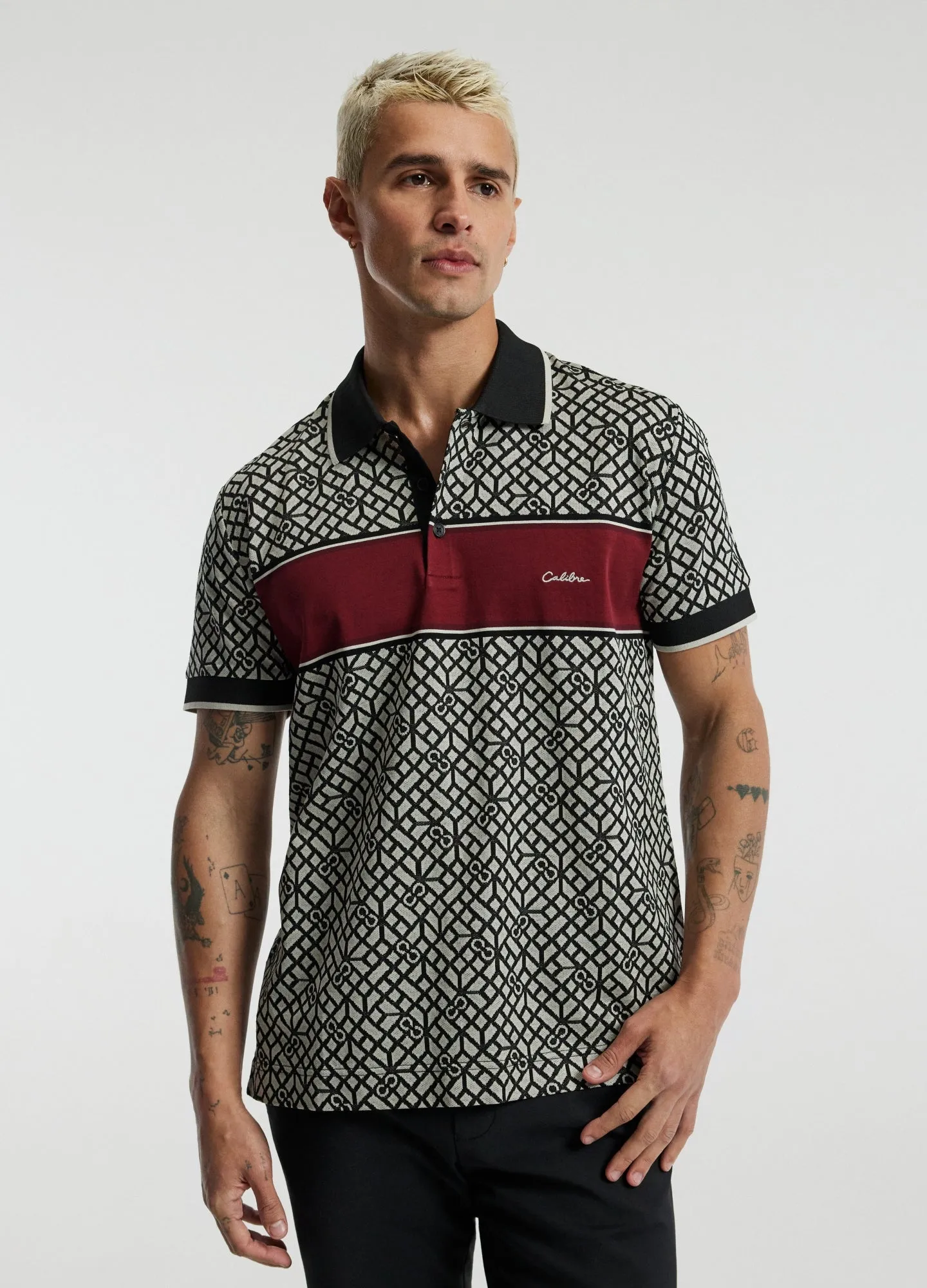 Chest Panel Jacquard Polo Wine sold by Calibre product image thumbnail 3