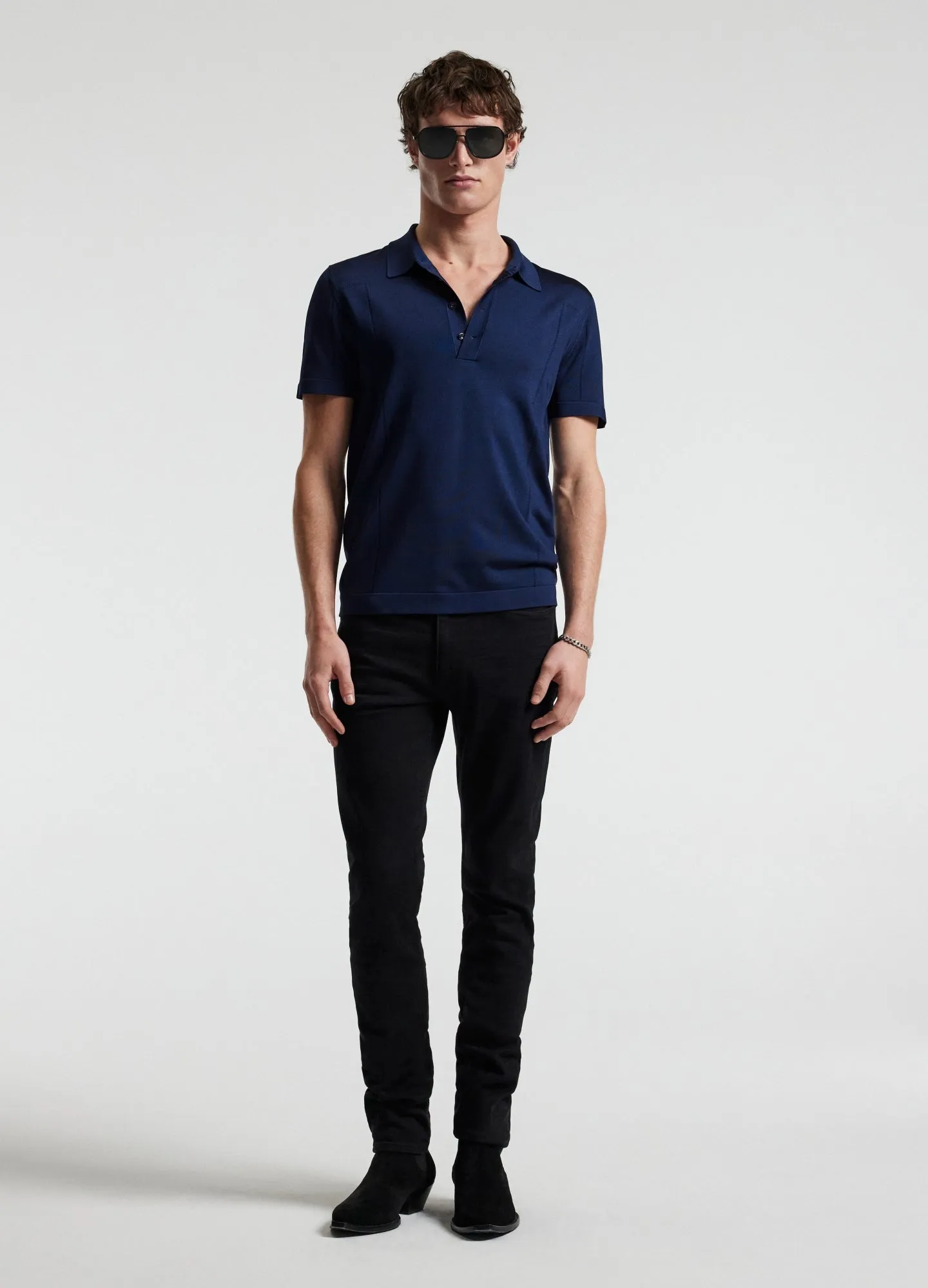 Shiny Rayon Polo Navy sold by Calibre product image thumbnail 2