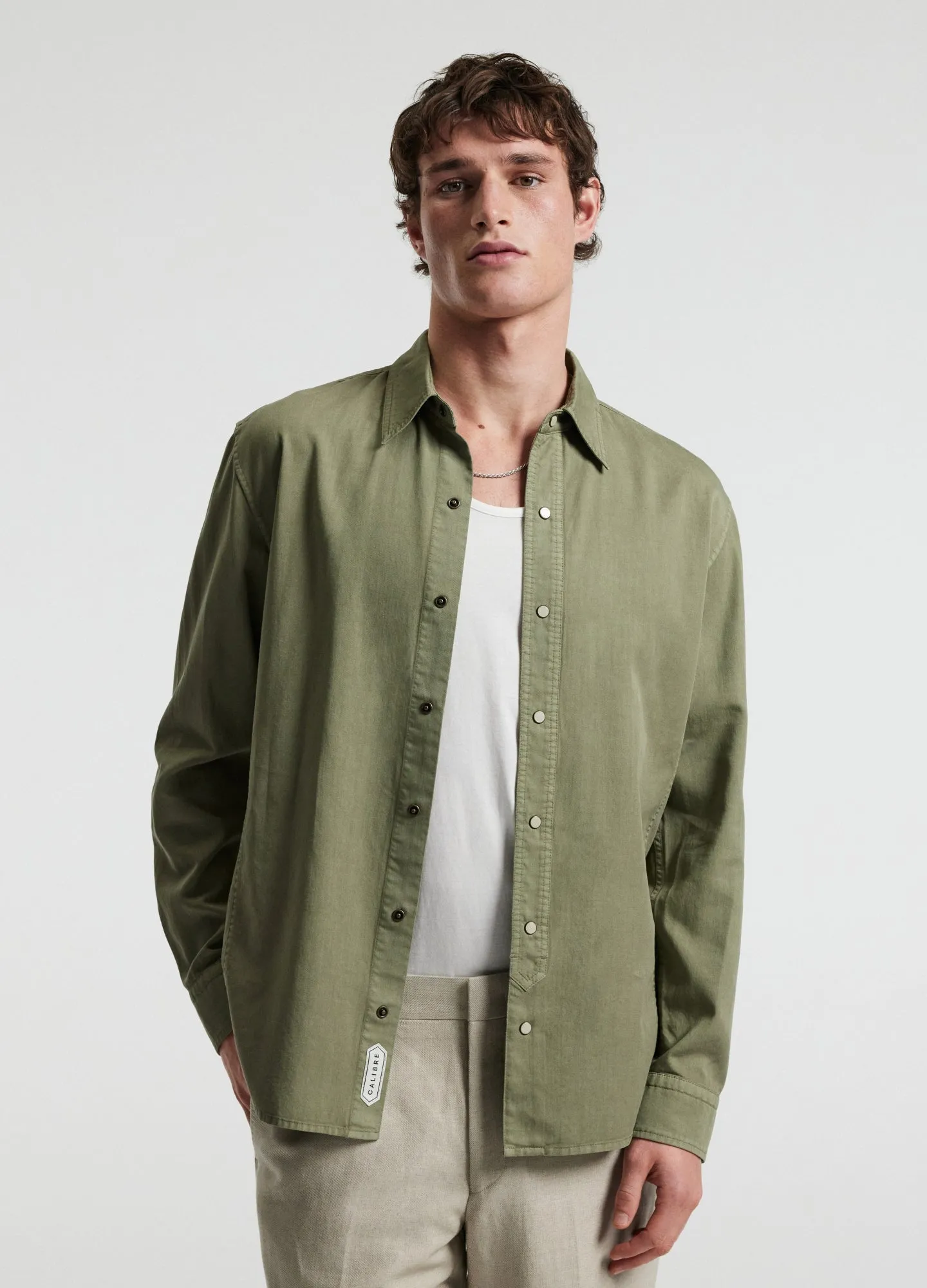 Washed Cotton Lyocell Shirt Sage sold by Calibre product image thumbnail 3