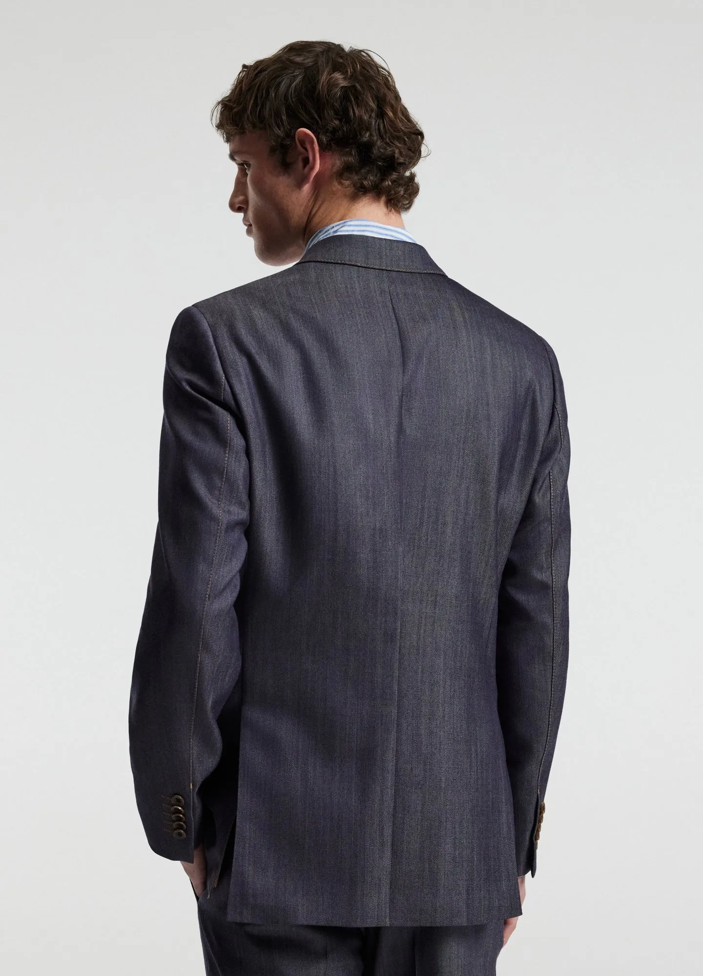 Wool Denim Double-Breasted Suit Jacket Navy sold by Calibre product image thumbnail 5