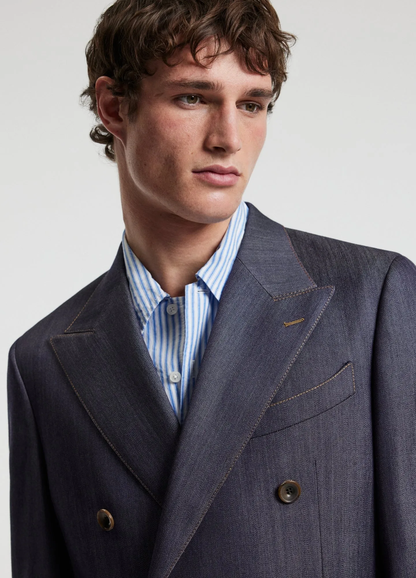 Wool Denim Double-Breasted Suit Jacket Navy sold by Calibre product image thumbnail 4