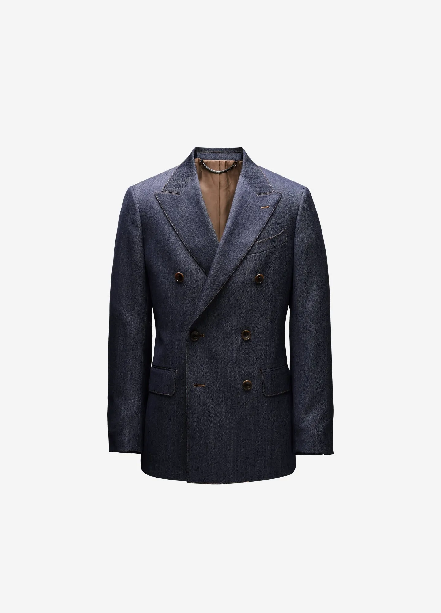 Wool Denim Double-Breasted Suit Jacket Navy sold by Calibre