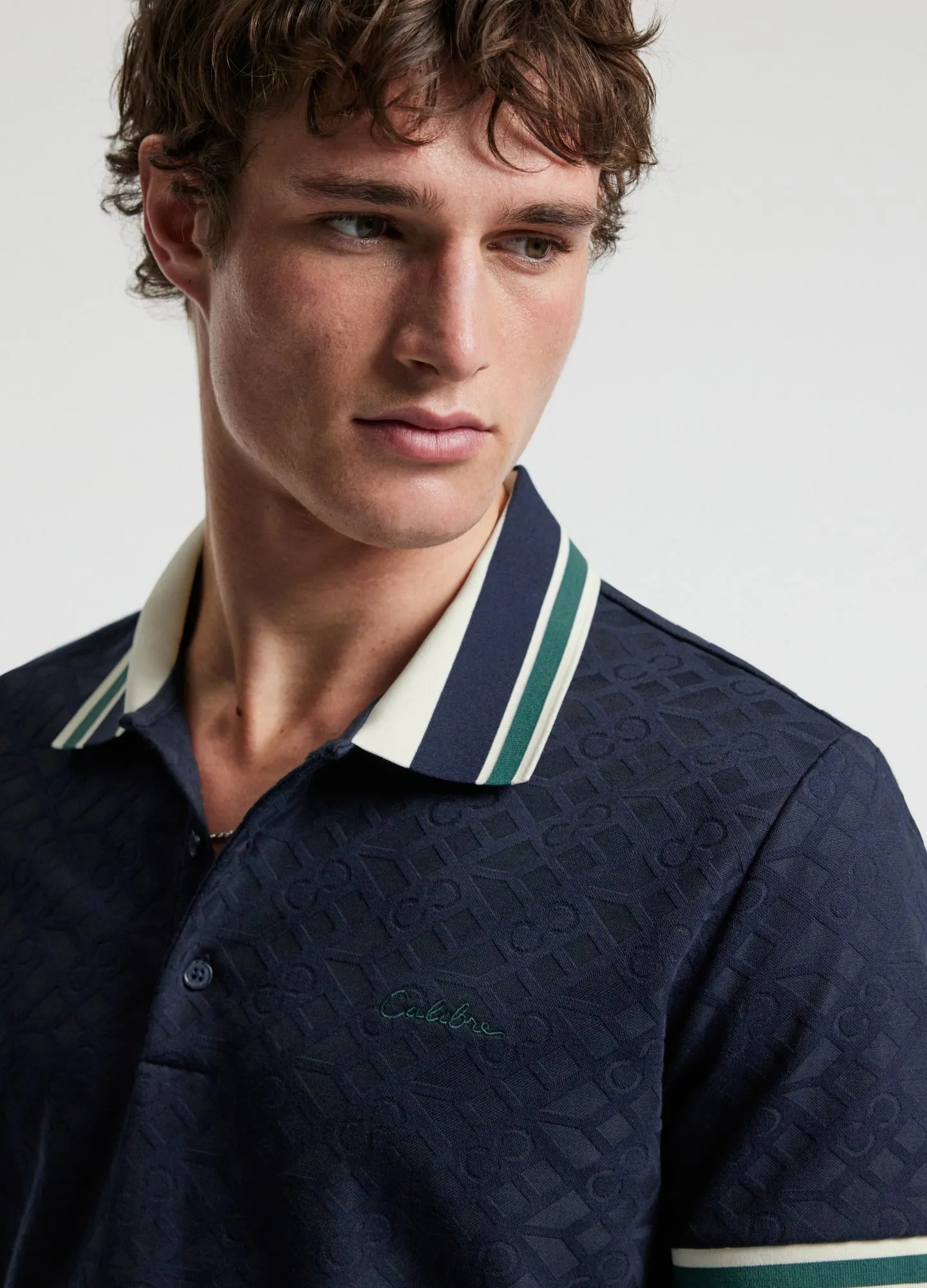 Striped Trim Monogram Polo Navy sold by Calibre product image thumbnail 4