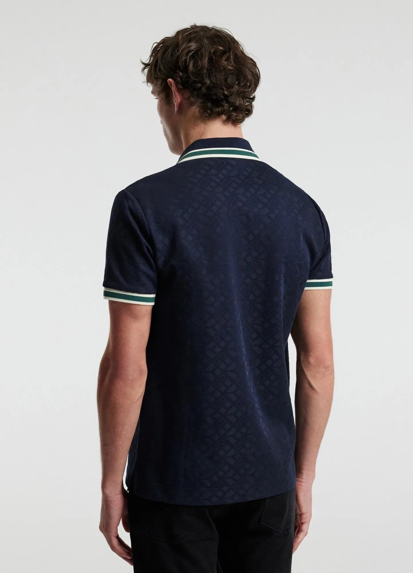 Striped Trim Monogram Polo Navy sold by Calibre product image thumbnail 5