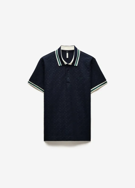 Striped Trim Monogram Polo Navy sold by Calibre